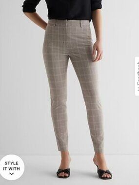 Express Editor High Waisted Plaid Skinny Pant- 6R